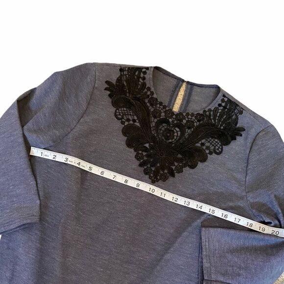 Blue Ruffle Lace Trim Collar Loose Fit Dress - Picture 7 of 8